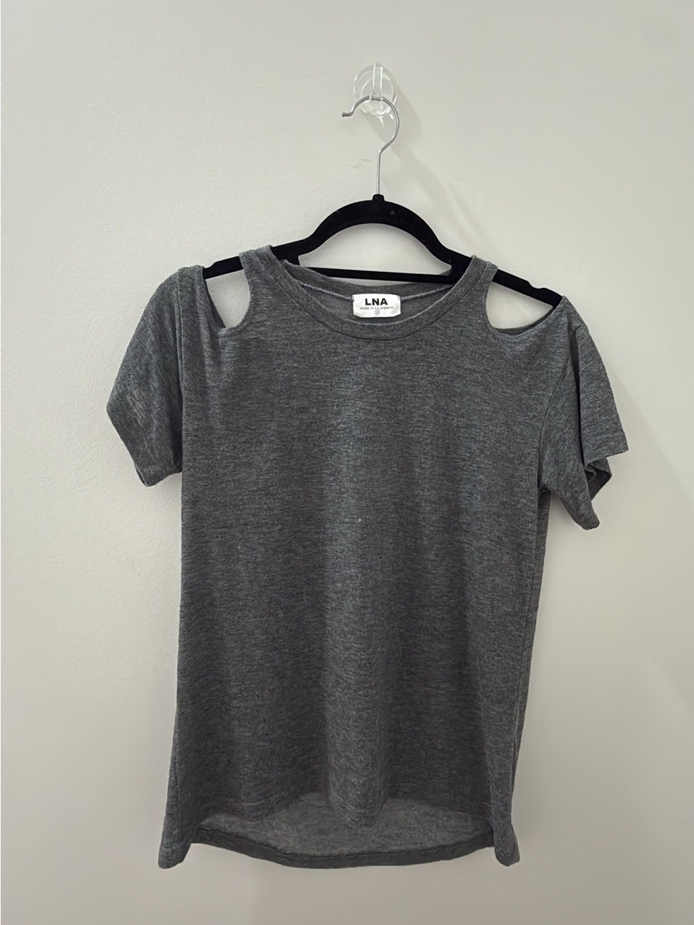 LNA Charcoal Cold-Shoulder Short Sleeve Tee